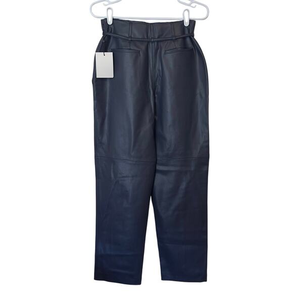NWT Mayson The Label Vegan Leather Pleat Front Taper Pants Size 0 Periscope - Picture 2 of 13